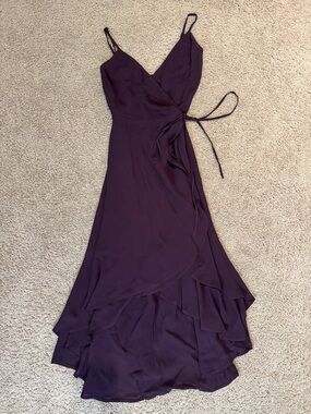 Reformation Plum Wrap High-Low Midi Dress